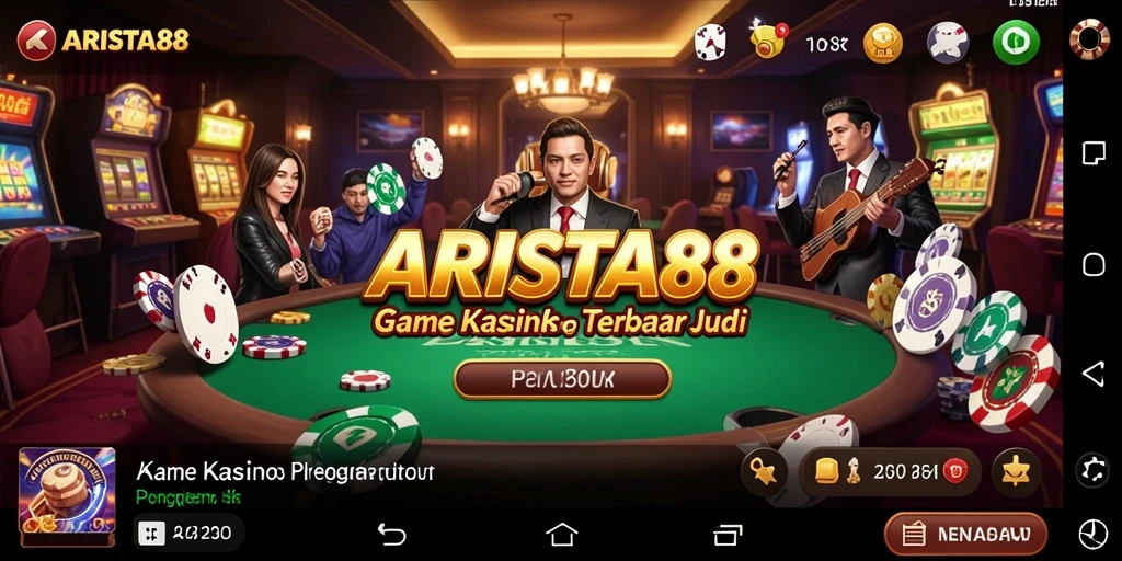 Screenshot gameplay ARISTA88 yang menampilkan suasana kasino yang mendebarkan.