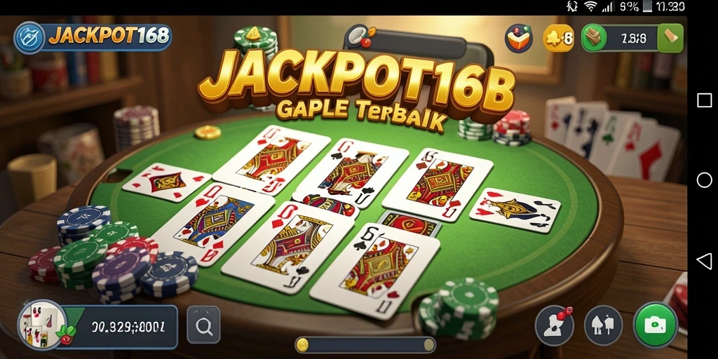 Tampilan gameplay seru dari JACKPOT168 yang menonjolkan keseruan Gaple.