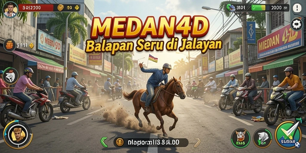 Screenshot gameplay MEDAN4D menampilkan aksi balapan yang mendebarkan.
