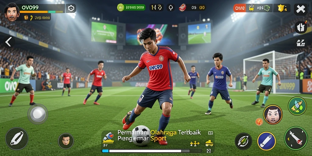 Screenshot OVO99 menampilkan aksi permainan olahraga yang seru dan interaktif.