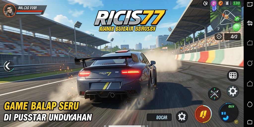 Screenshot RICIS77 menampilkan aksi balapan yang intens dan menegangkan.