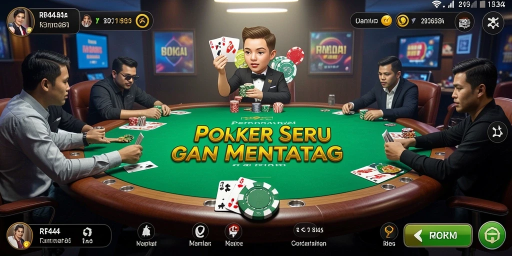 Tangkapan layar gameplay Poker yang menarik dan interaktif.