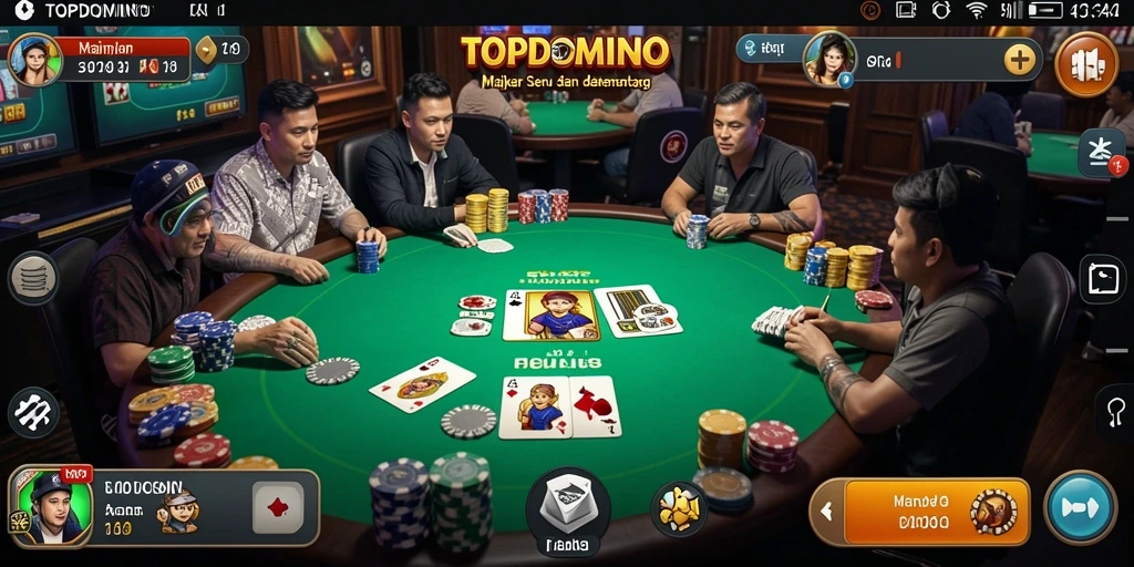 Tampilan gameplay poker yang seru dan kompetitif di TOPDOMINO.