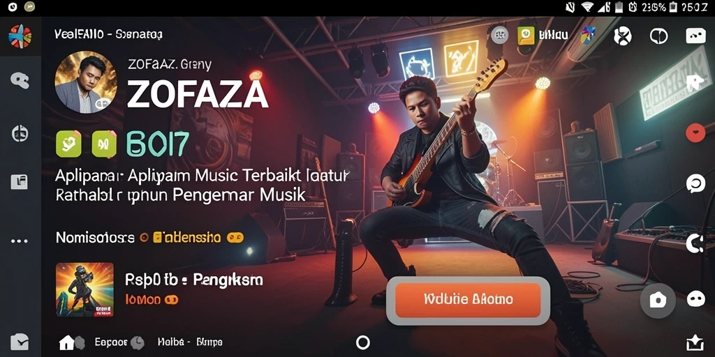 Tampilan interaktif permainan musik di ZOFAZA yang menyenangkan.